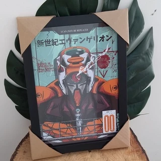 Quadro decorativo com moldura e vidro Neon Genesis Evangelion Eva 00 pôster geek