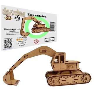 Jogos de Quebra-Cabeça em promoção  Lister - Dinossauro - Tiranossauro Rex  - 3D - Feito em MDF - 34x10x19 cm - 51 peças - 1un - Brincadeira de Criança  - Zzdiversos