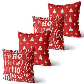 kit 4 capas de almofadas natalinas vermelha