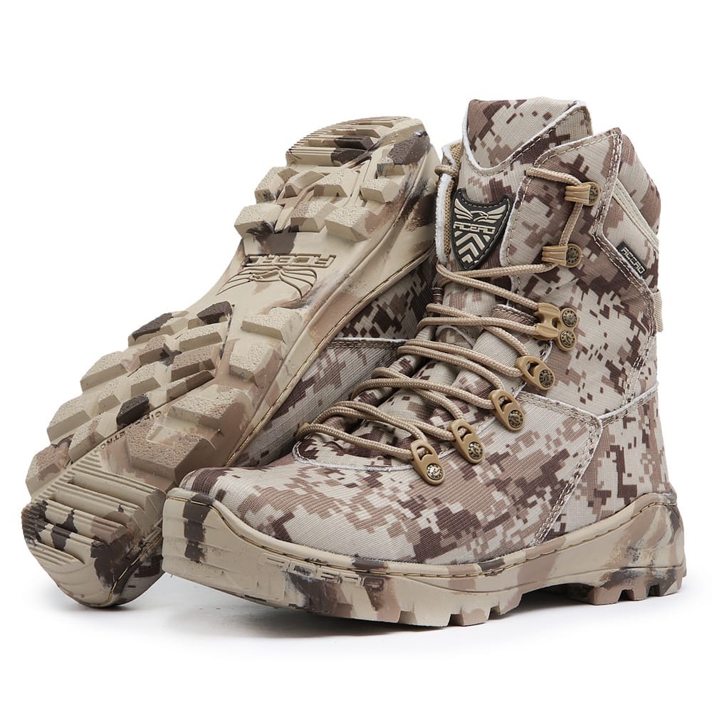 Bota Coturno Militar Acero RipStop Camuflado Selva Mata Ultra