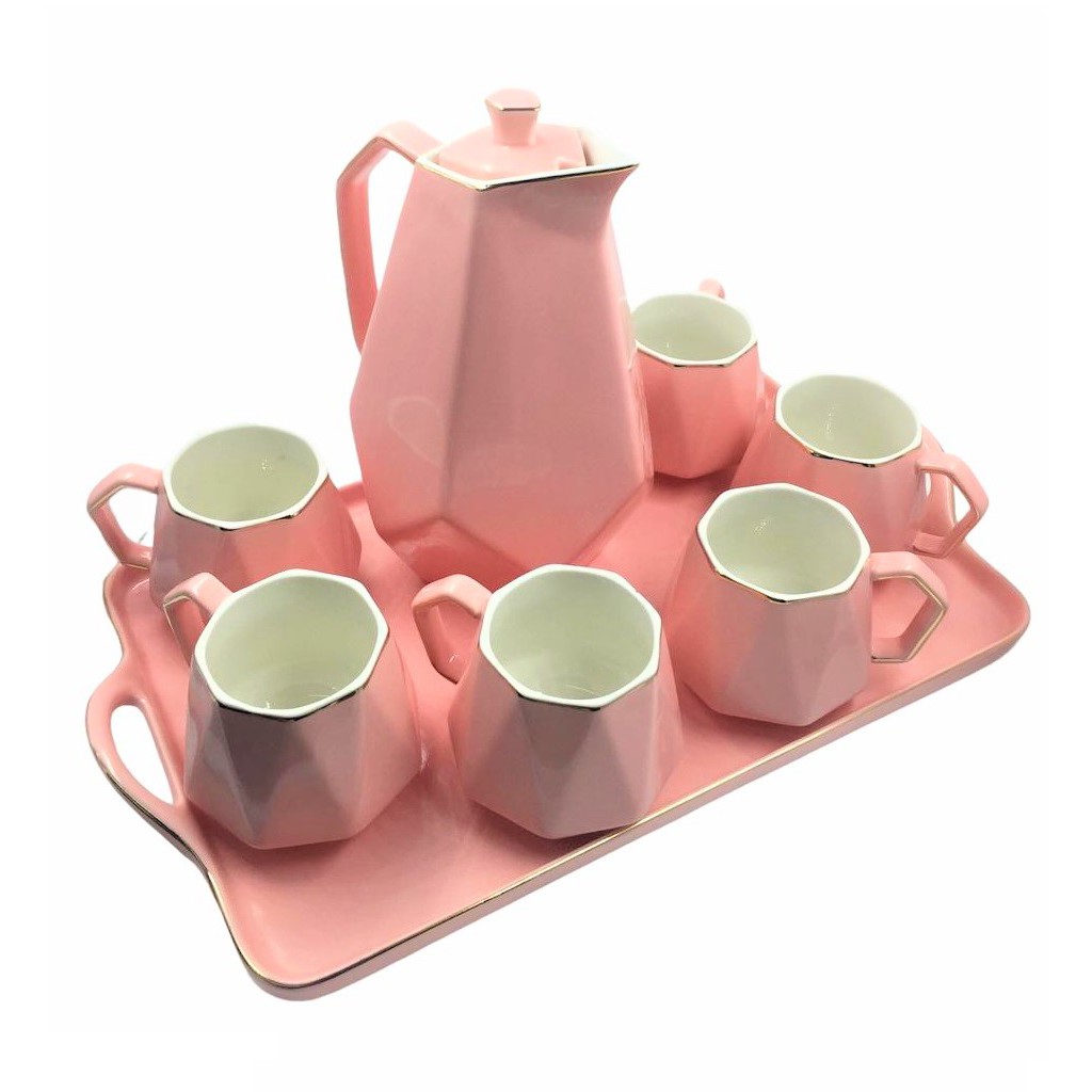 Jogo de Chá com Bule e Xícara de Porcelana - 3 Peças Branco e Rosa  Casambiente Cupcake TEA004 - Acessórios para Servir - Magazine Luiza