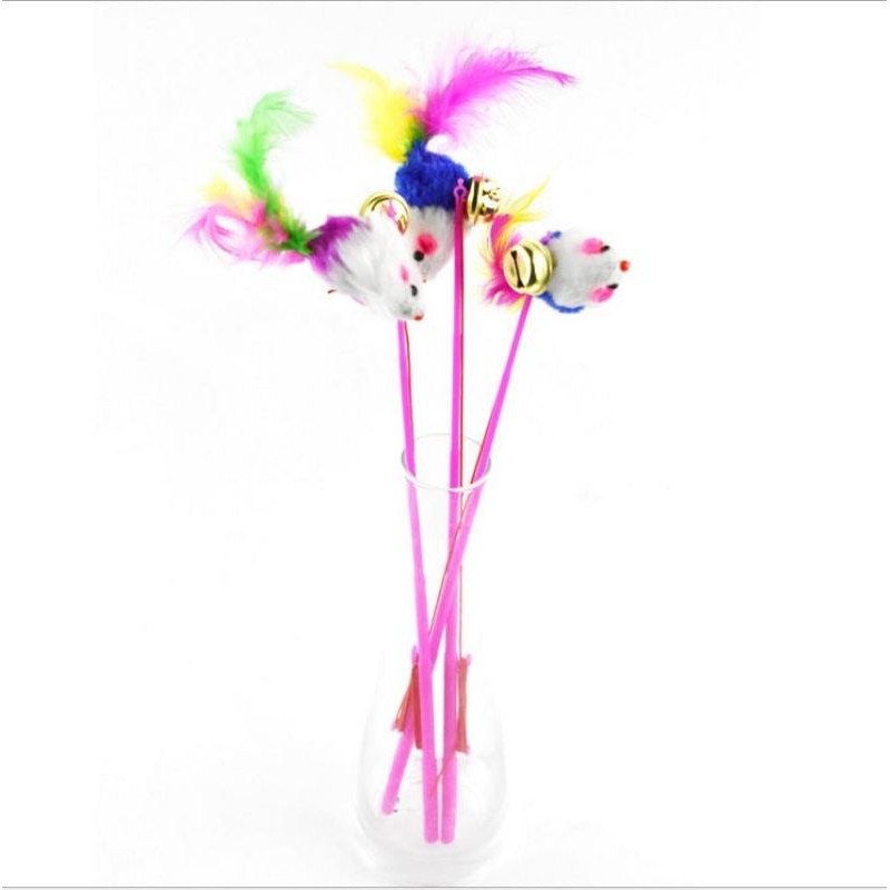 Vara Para Gato Com Rato Provocar Gato Vara de Pesca de brinquedo para Estímulo de Animais de Estimação-Cor Sortidas