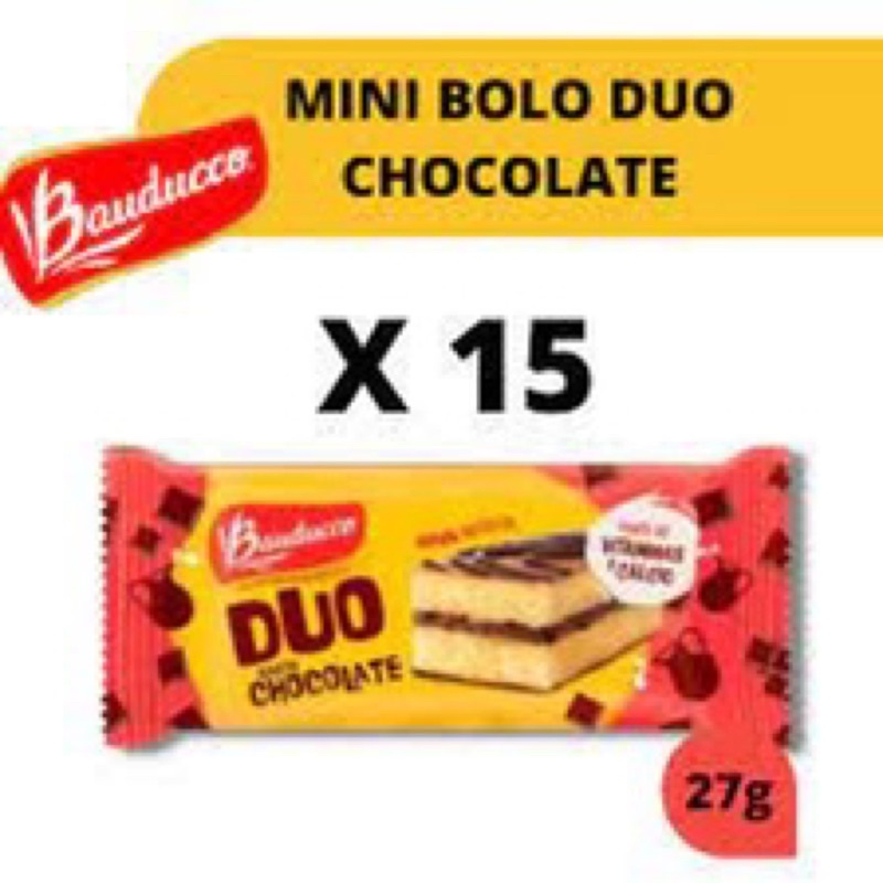 Bolinho Duo chocolate BAUDUCCO - caixa com 15 unidades