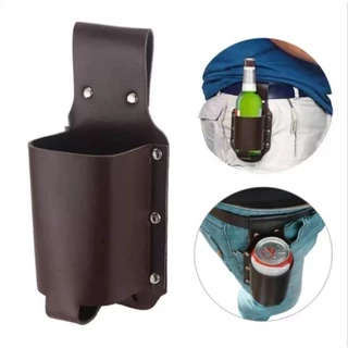 Suporte Porta Lata e garrafa Para Cerveja Coldre em Couro Bidins