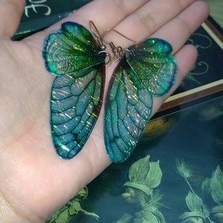 Brinco Artesanal De Asa De Fada / Inseto / Asas De Borboleta / Brincos De Strass Folha