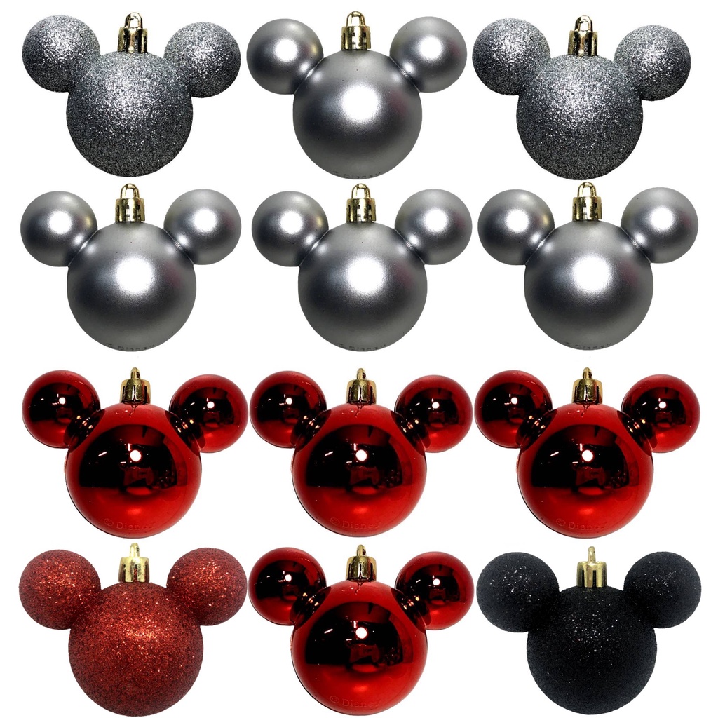 Jogo de Bolas de Natal Mickey & Minnie Mouse, Vermelho/Preto, 4