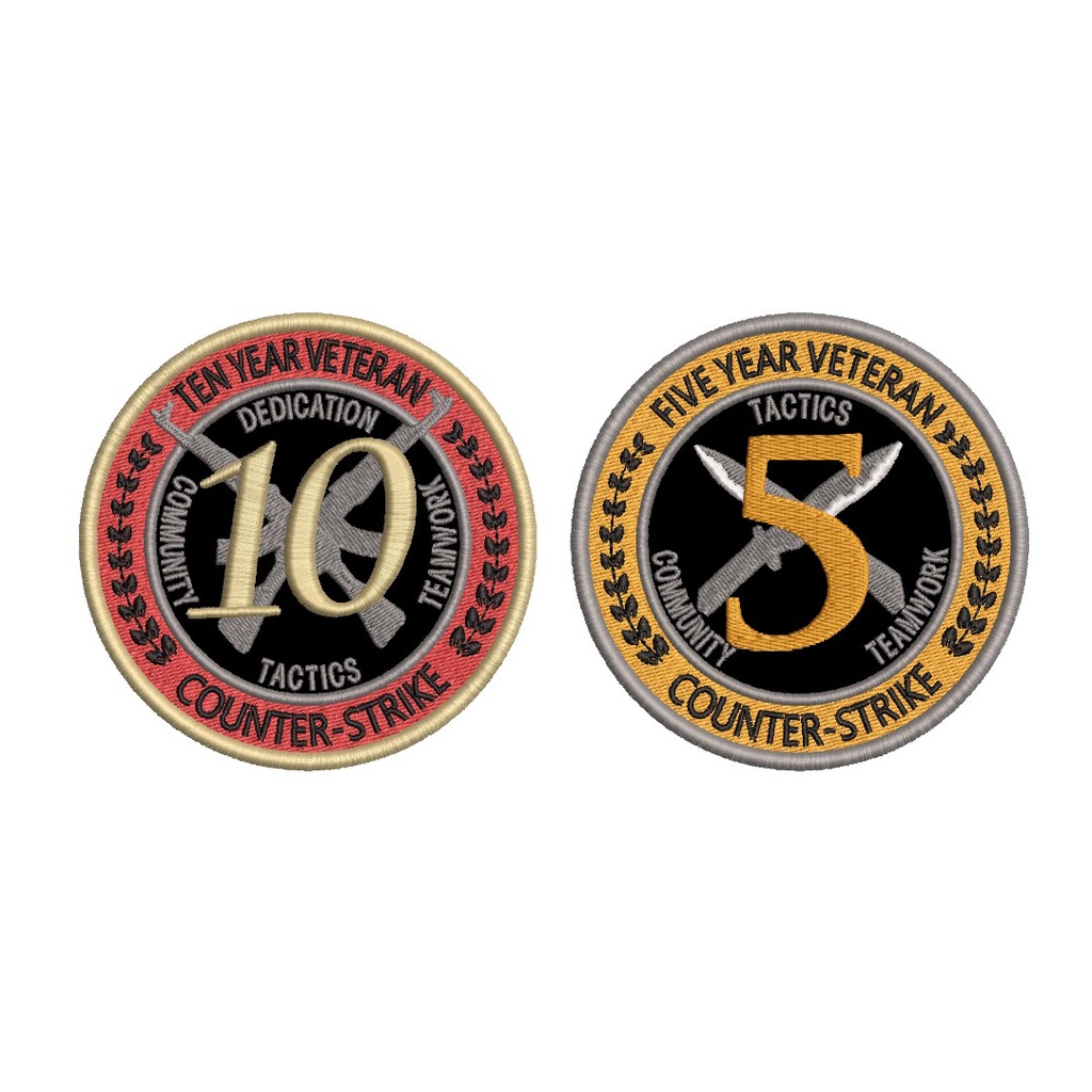 Patch Bordado Termocolante CS GO Counter Strike Medalha 10 e 5 Anos de