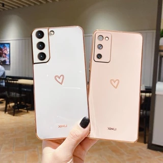 Capa De Celular Quadrada Com Coração Vazado Para Samsung Galaxy S21/S20 Plus/S21Ultra/Fe/Edição Do Ventilador S 21
