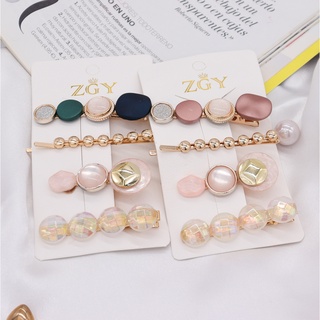 Kit 4 Grampos de Cabelo De Metal Criativo Feminino Com Pérolas De Strass/Colorido/Pequeno/Esmalte / Acrílico