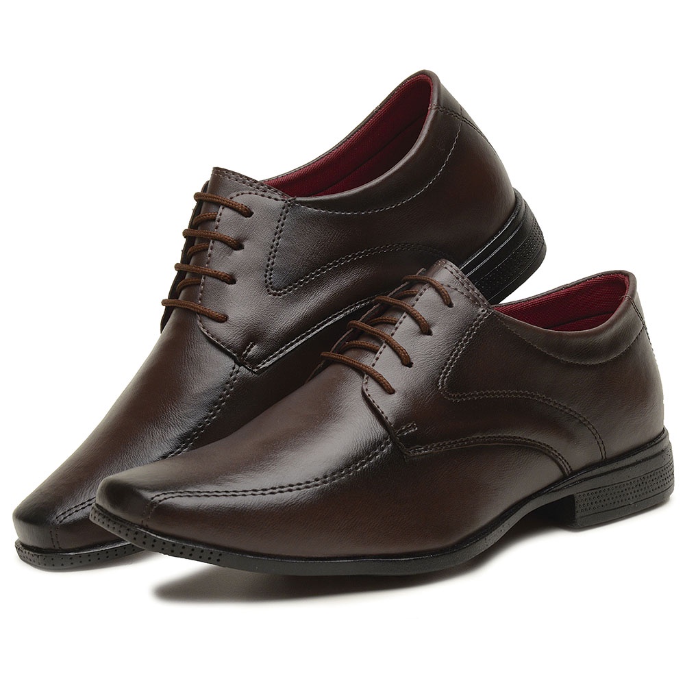 Sapato Social Masculino Café Modelo De Amarrar Italiano 111