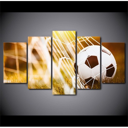 Quadro Mosaico 5 Peças Para Sala/Quarto Decoração Bolas de Futebol