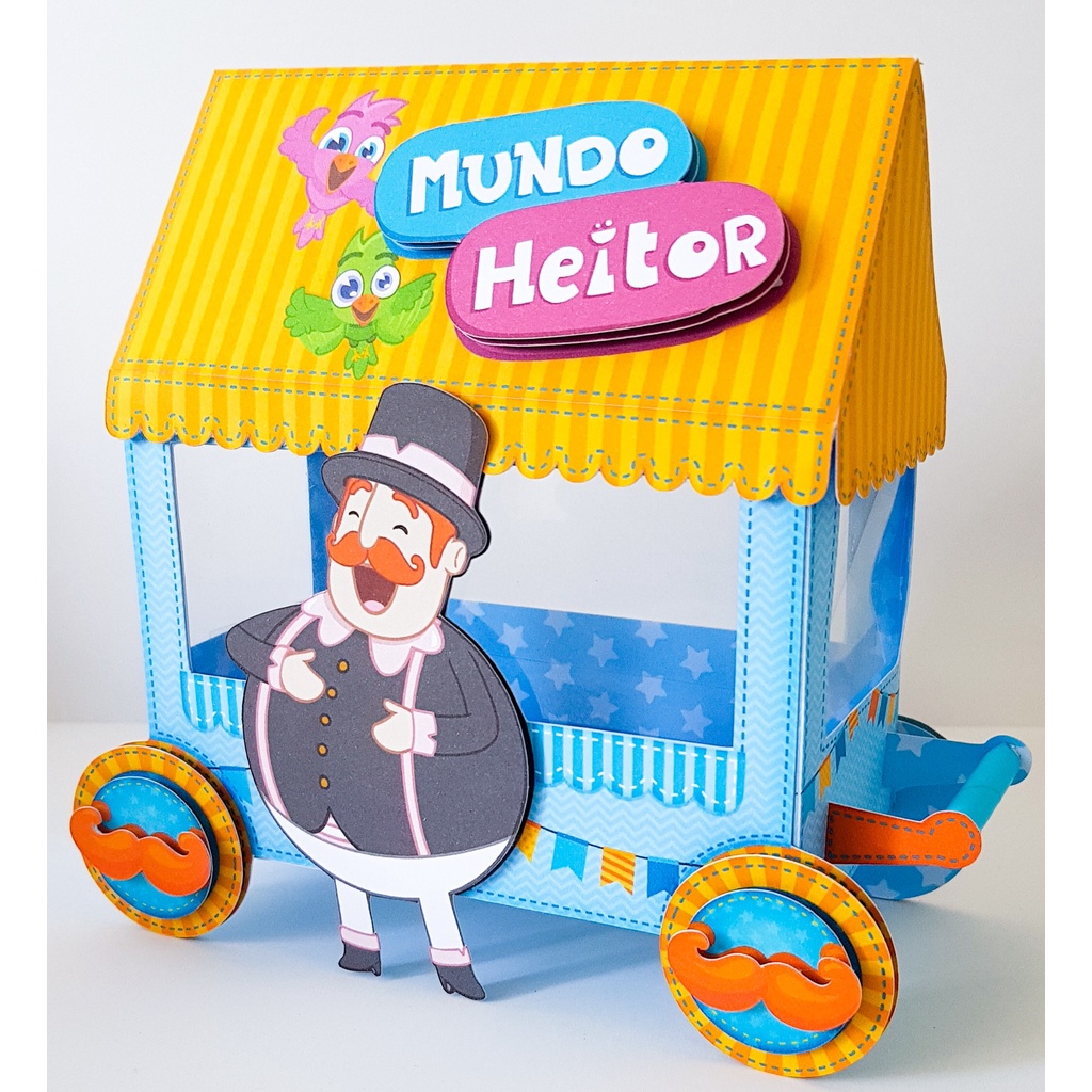 Kit com 5 Caixas Carrocinha personalizada Mundo Bita 3D