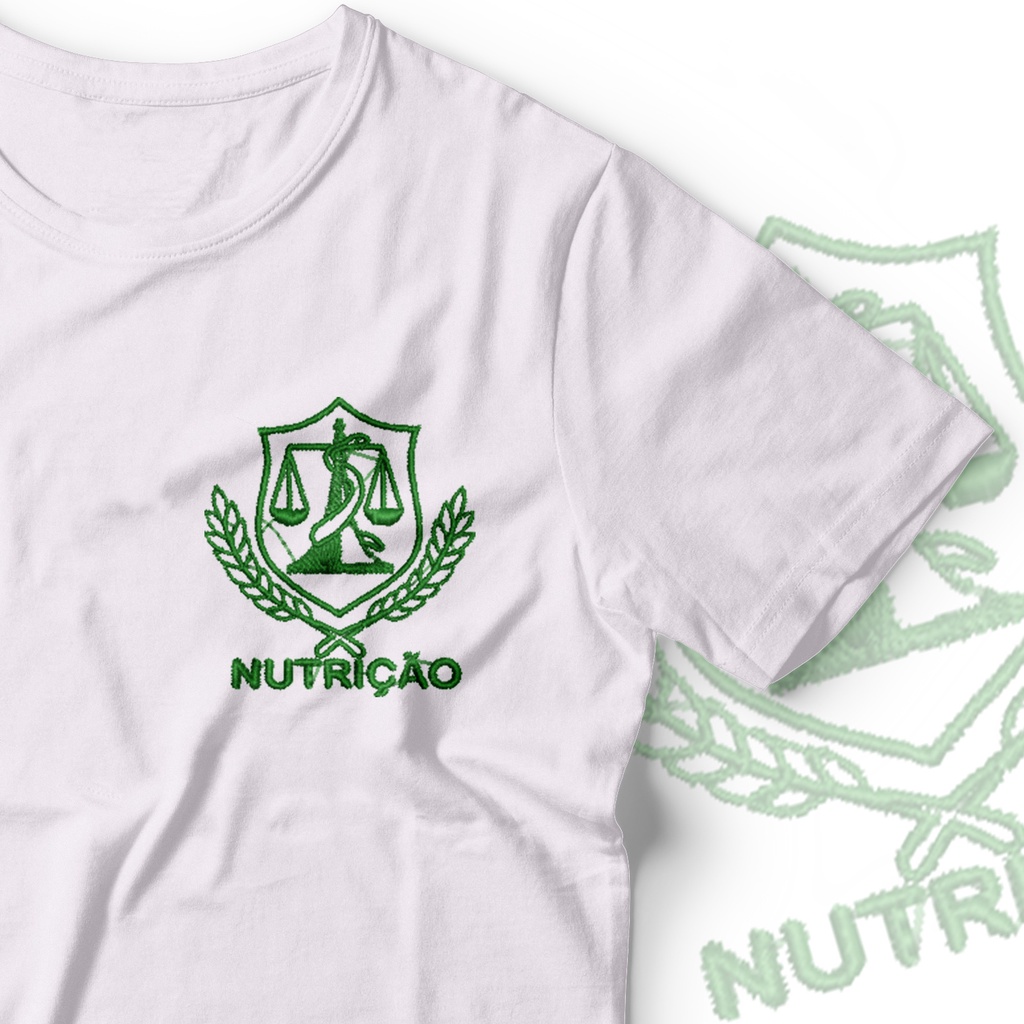Camisa Nutrição Bordada Símbolo Nutrição em Malha PV Antipiling Faculdade de Nutrição T-Shirt Tshirt Camisa