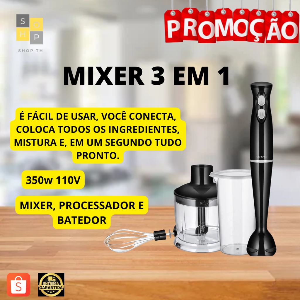 Mixer Misturador De Alimentos Processador 3 Em 1 Gourmet Multilaser