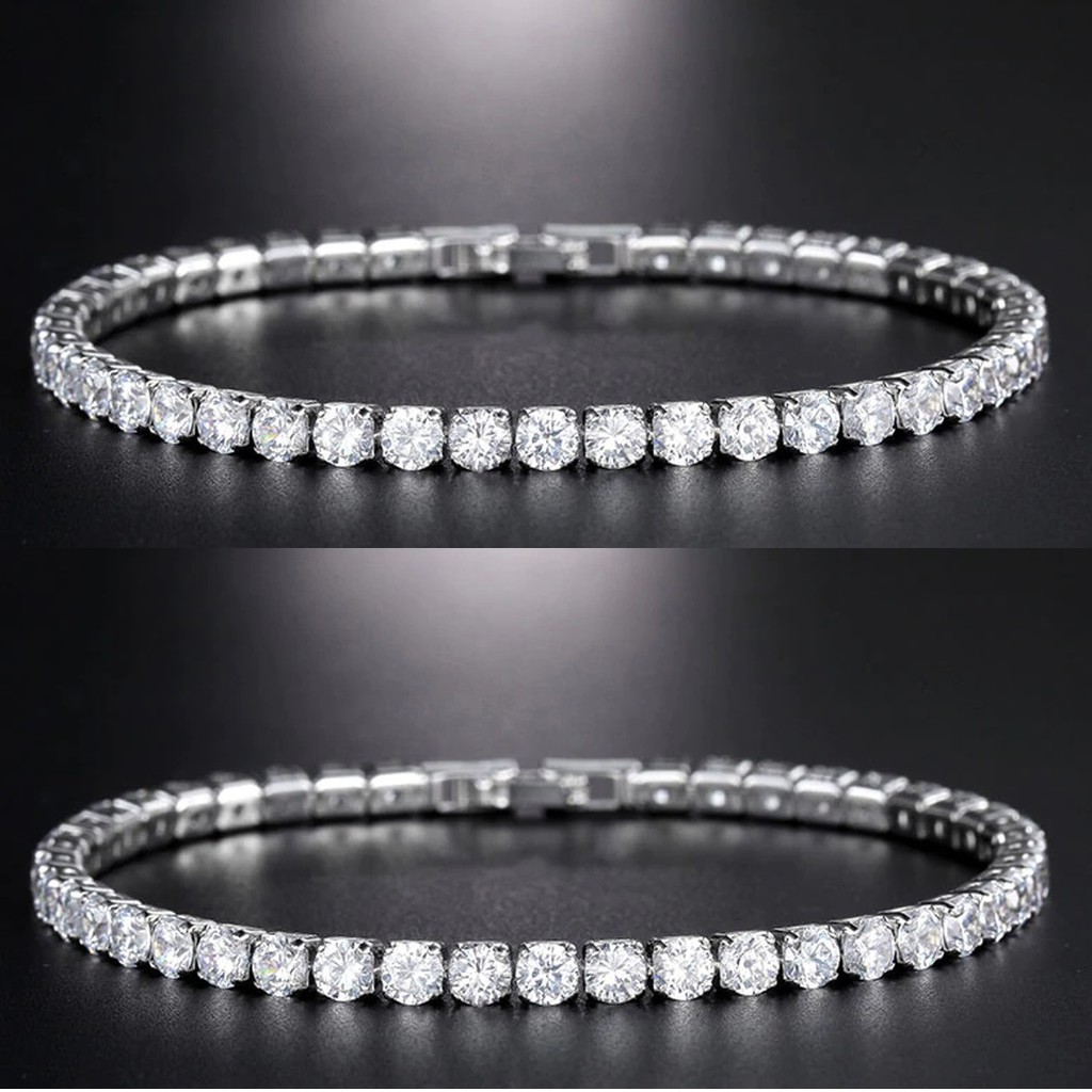 Pulseira Riviera 4mm Ice Cravejado Inoxidável Zircônia AA+