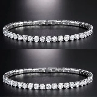Pulseira Riviera 4mm Ice Cravejado Inoxidável Zircônia AA+