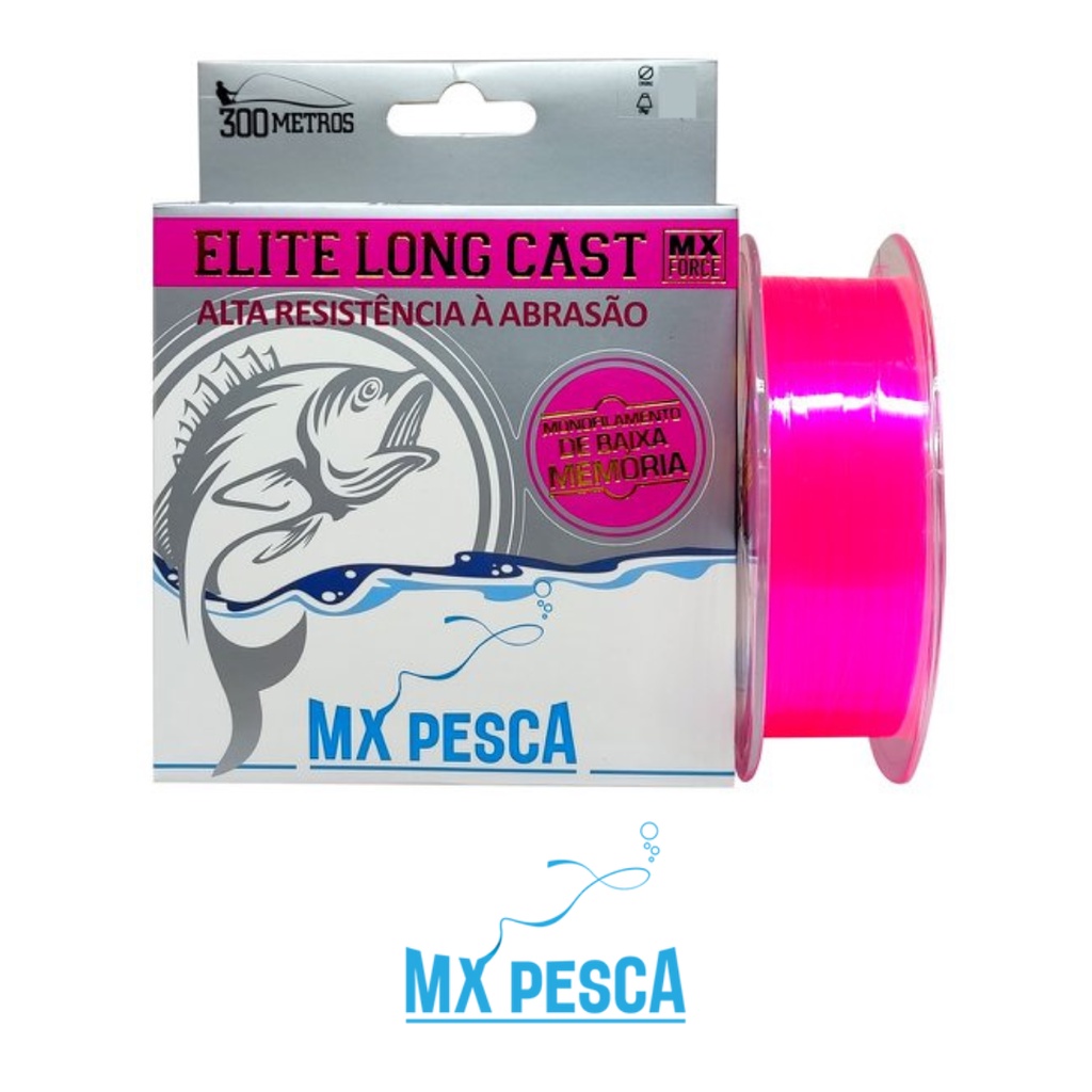 Linha Monofilamento Elite Long Cast 300m 0.50mm Rosa - MX Pesca