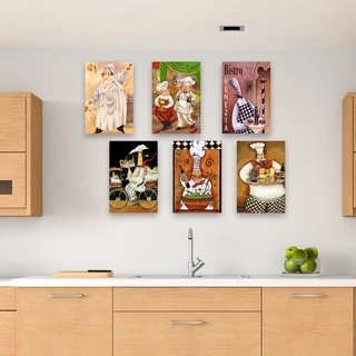 Kit 6 Placas Quadros Cozinha Café Retro Vintage Mdf 30x20cm