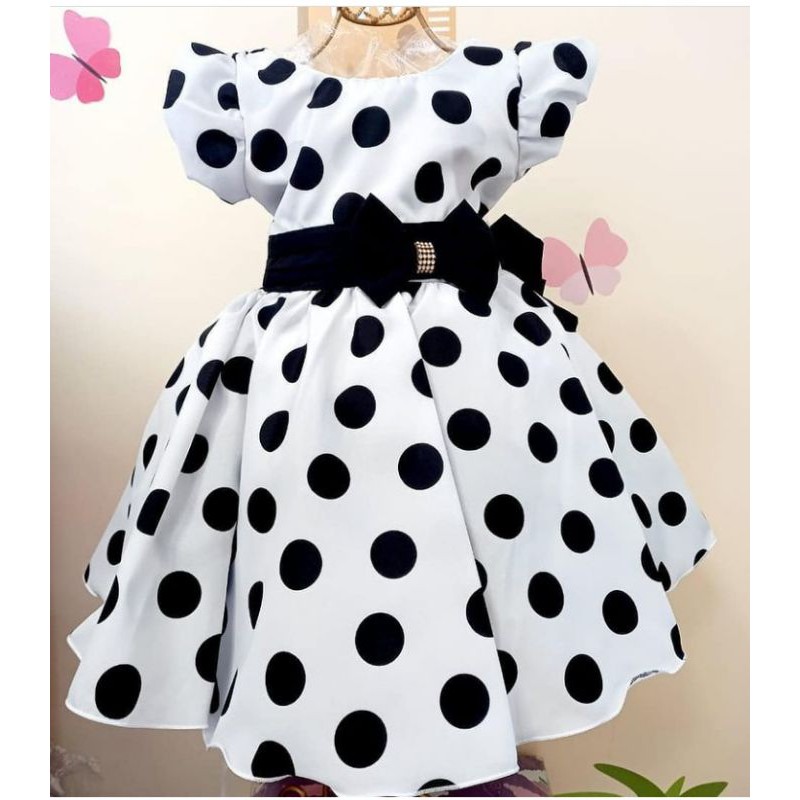 Vestido infantil de bolas hot sale pretas