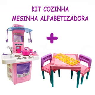 Kit Completo Cozinha Mesinha Jogo de Talheres e Comidinha - Big