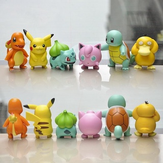 6 Pçs/set Pokemon Charmander Cleffa Pikachu Bulbasaur Squirtle Psyduck Pocket Monster Pok Modelo Toy Action Figure