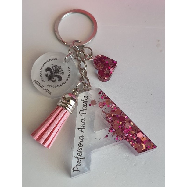 Chaveiro profissão todas as letras A a Z artesanal