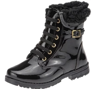 Bota Coturno Infantil Stilo Rosê Montaria Conforto Verniz -2135