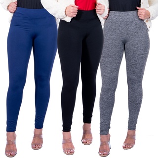 Kit 3 Calça Legging Flanelada Quentinho Termica Antifrio tecido Suplex Inverno Dudis