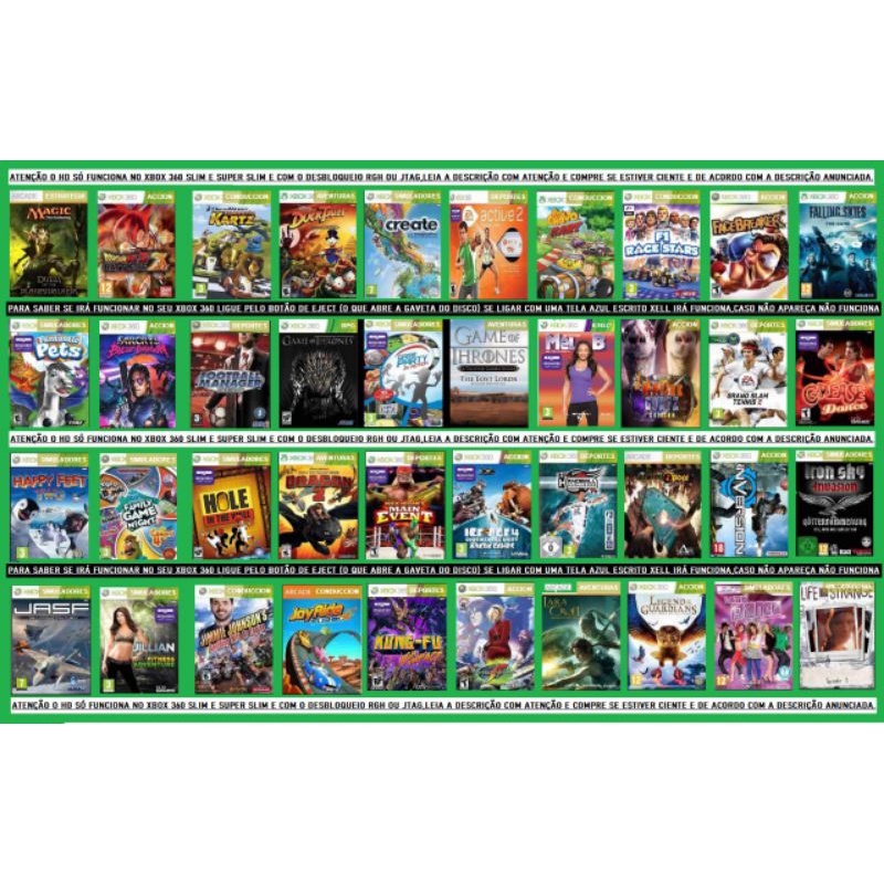 HD de 1TB Lotado com 179 Jogos para Xbox 360 RGH 