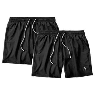 Kit 2 Shorts Bermudas Resina Liso Lisa Masculino Tactel Básico
