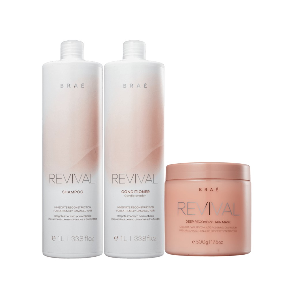 Braé Revival Kit Resgate Shampoo 1l + Cond 1l + Máscara 500g | Shopee ...