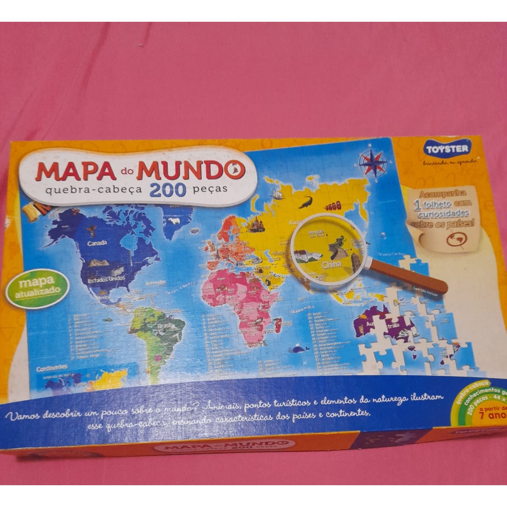 Jogo Quebra Cabeca Puzzle 200 Pecas Mapa do Brasil +7 Anos