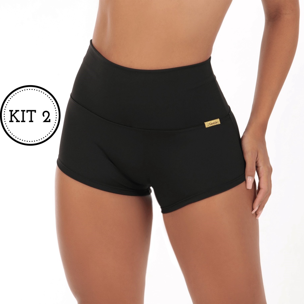 Kit 2 Short Cinta Modeladora Feminino Liso Midi Tarelles