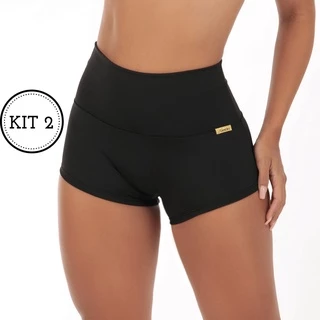 Kit 2 Short Cinta Modeladora Feminino Liso Midi Tarelles