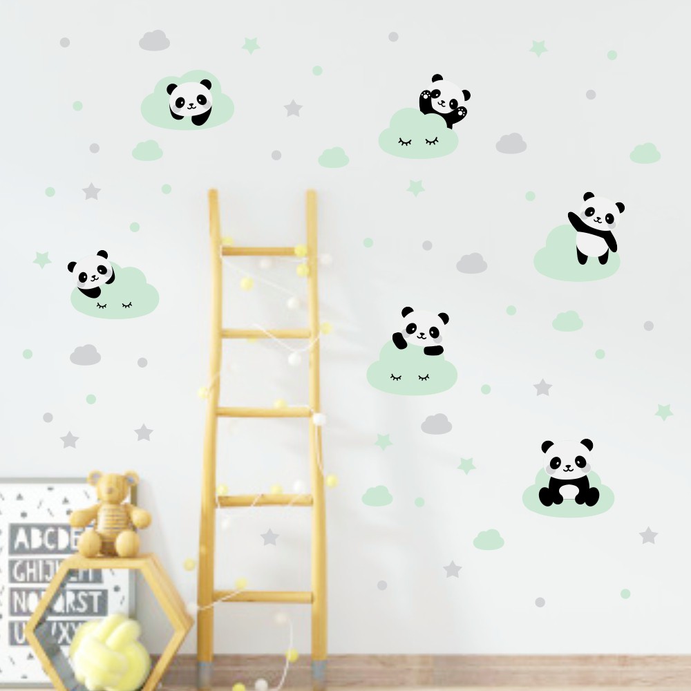 Panda dos desenhos animados Adesivo De Parede Rosto Sorridente, Decalques  Decoração Do Quarto