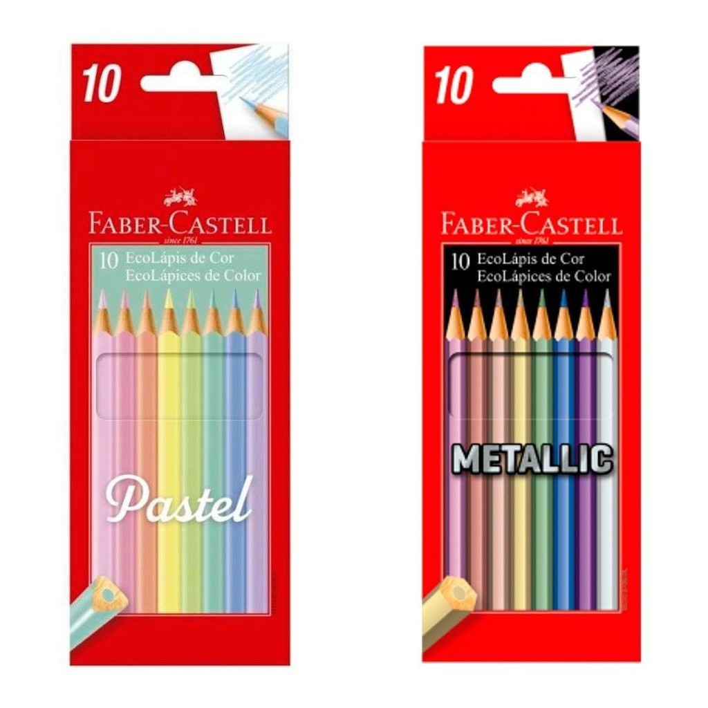 Lápis de Cor Ecolápis Faber-Castell Cor Pastel 10 Unidades