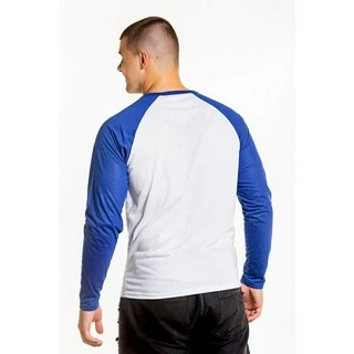 Blusa Raglan Manga Longa Branca Com Azul 100% Poliéster