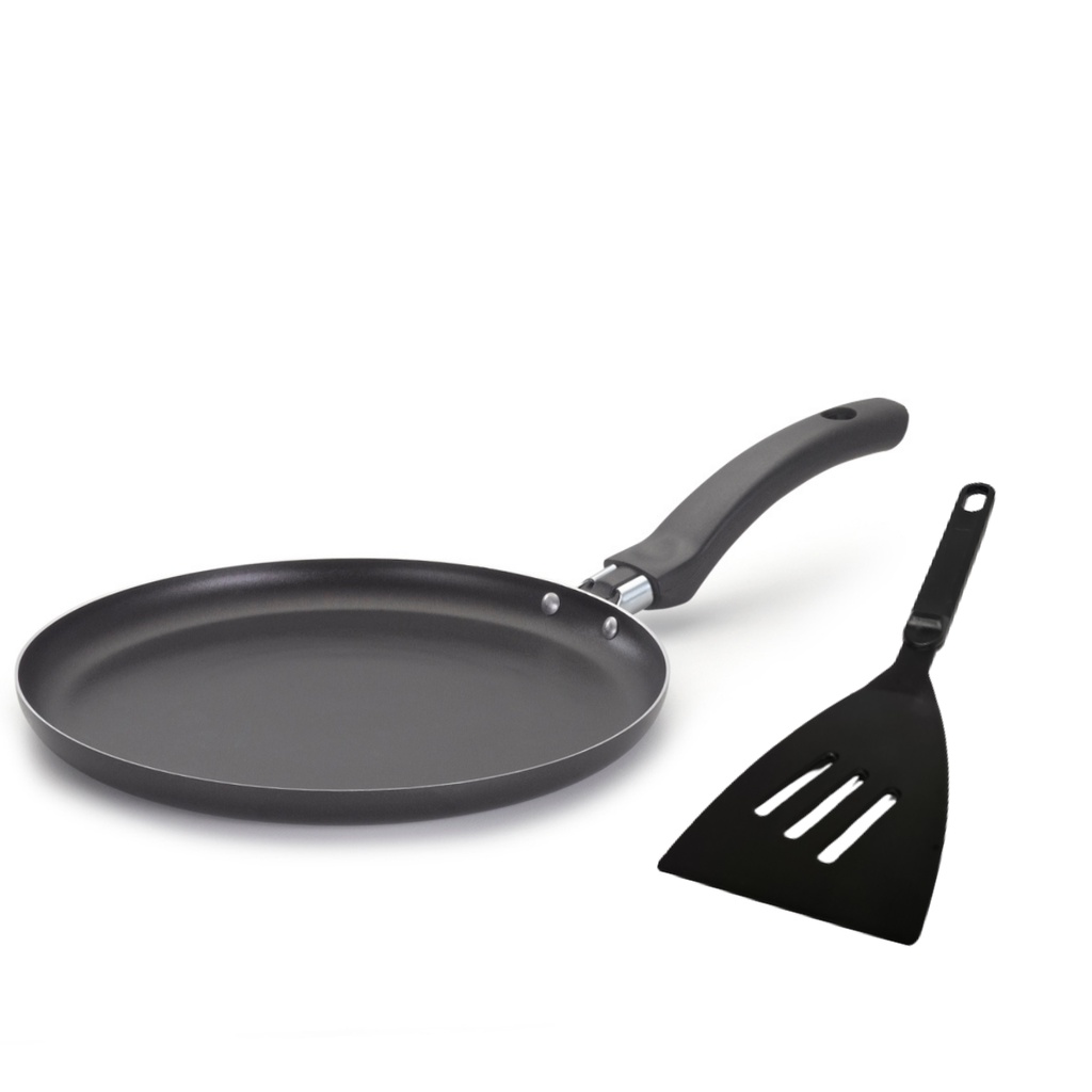 Frigideira Panquequeira com espátula Panqueca, Crepe Crepioqueira Antiaderente 22 cm preta