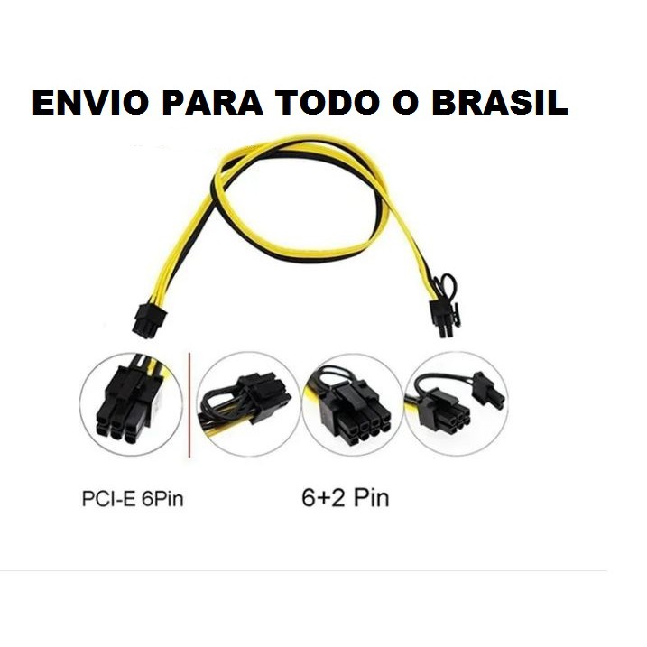 Cabo Conversão Molex Para PCI-E - 4 Pinos Para 6 Pinos, 17 Cm