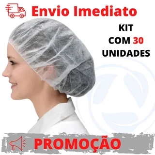 Touca Descartável TNT Sanfonada - 30 Un - Touca Branca Descartavel Tnt Estética Odonto Cozinha 30 Uni - Toca Branca Descartavel Tnt