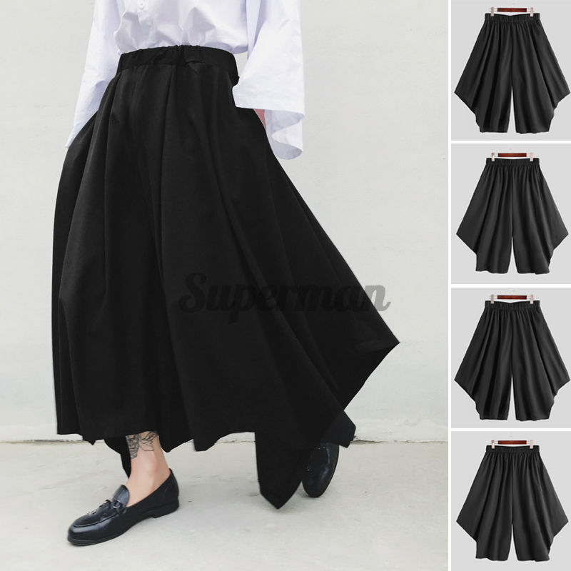 Super-M Womem Calça Baggy Harem Masculina Alibaba Festival Perna Larga Calças Hakama Bottoms