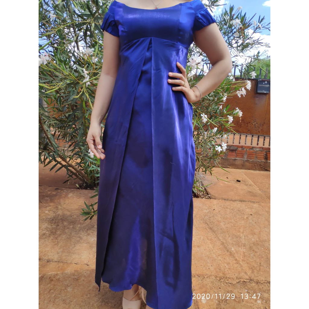 Vestido cetim hot sale azul royal