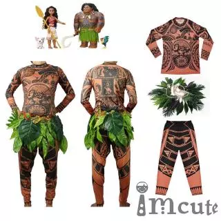 Halloween Homem Moana Maui Tattoo T Shirt Pants