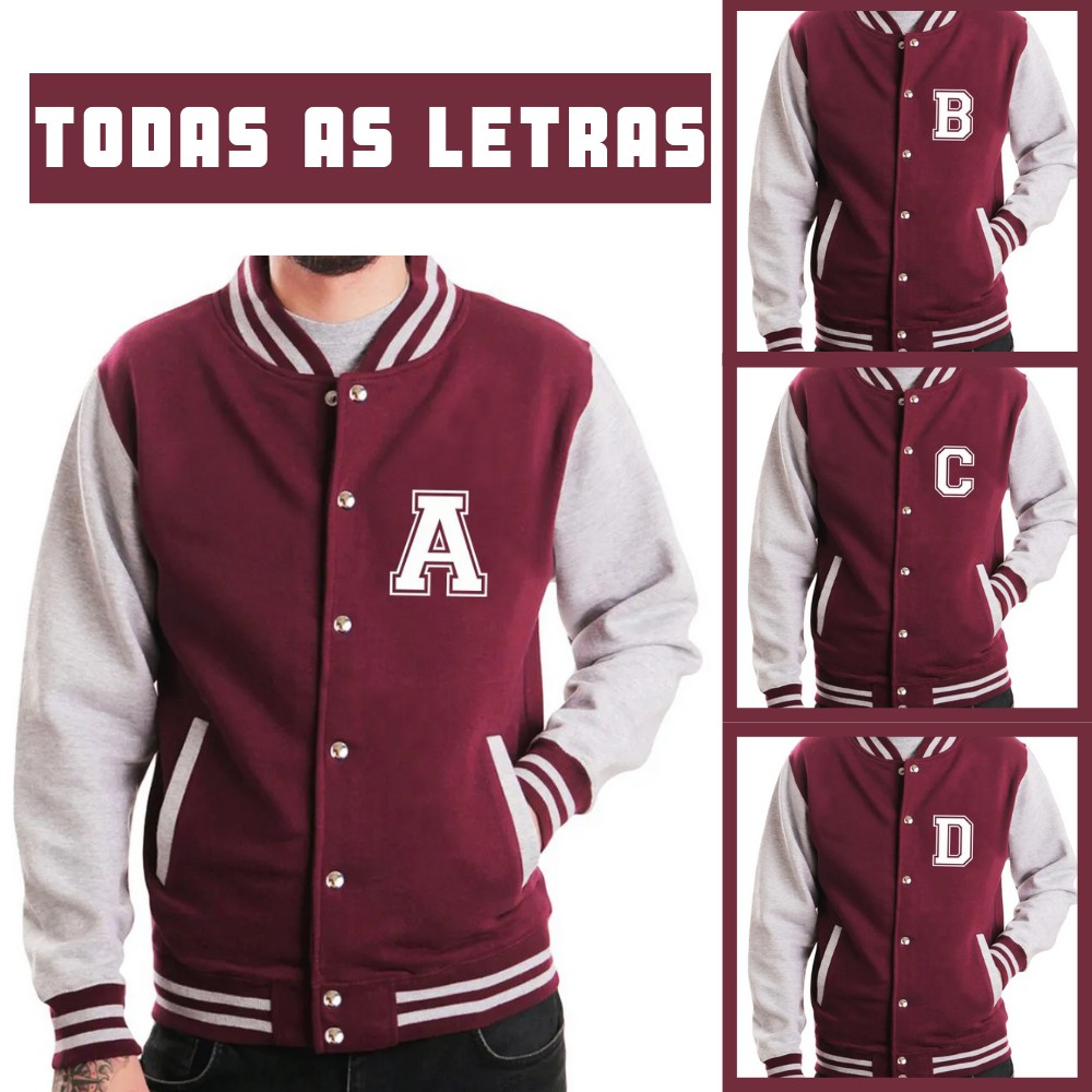 Jaqueta Baseball Jaqueta College Masculina Azul Baseball Moletom