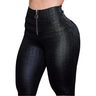 Calça Legging Cirrê Preta Zíper Frontal Cintura Alta Friso E Zíper Barras  Moda Feminina p. em Promoção na Americanas