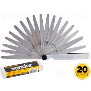 Calibre De Folga Mecânico 20 Lâminas P/ Regulador De Válvulas Vonder 0,05 a 1mm Aço Carbono