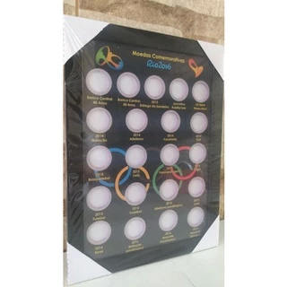 quadro expositor para moedas comemorativas do real com visor de vidro