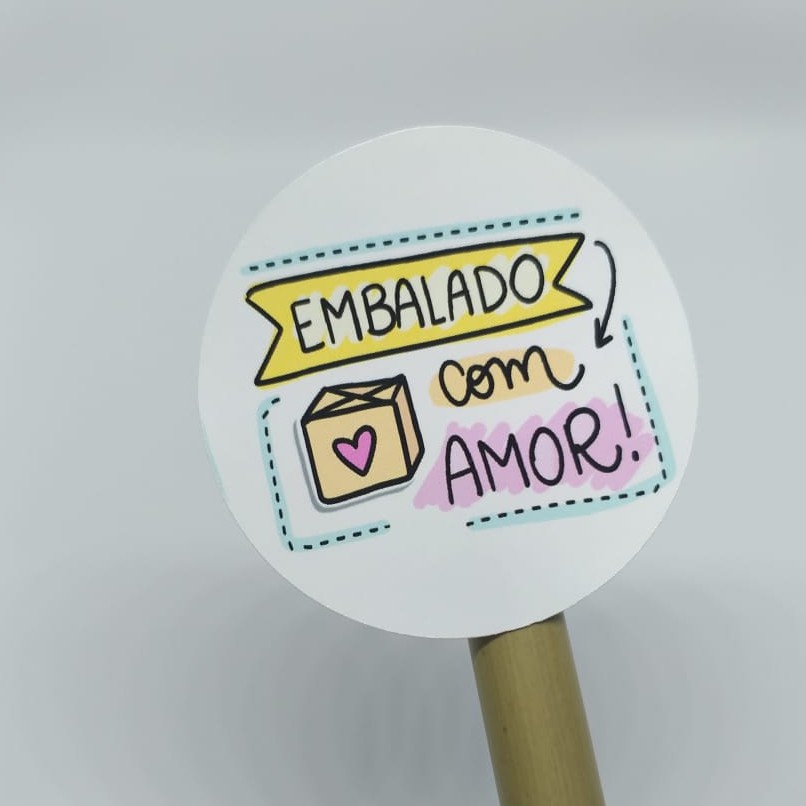 Adesivo Embalado Com Amor 4x4cm Shopee Brasil 3443