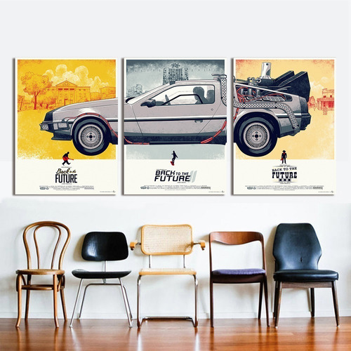 Quadros Decorativos 3 Pçs Filme Devolta Futuro Delorean