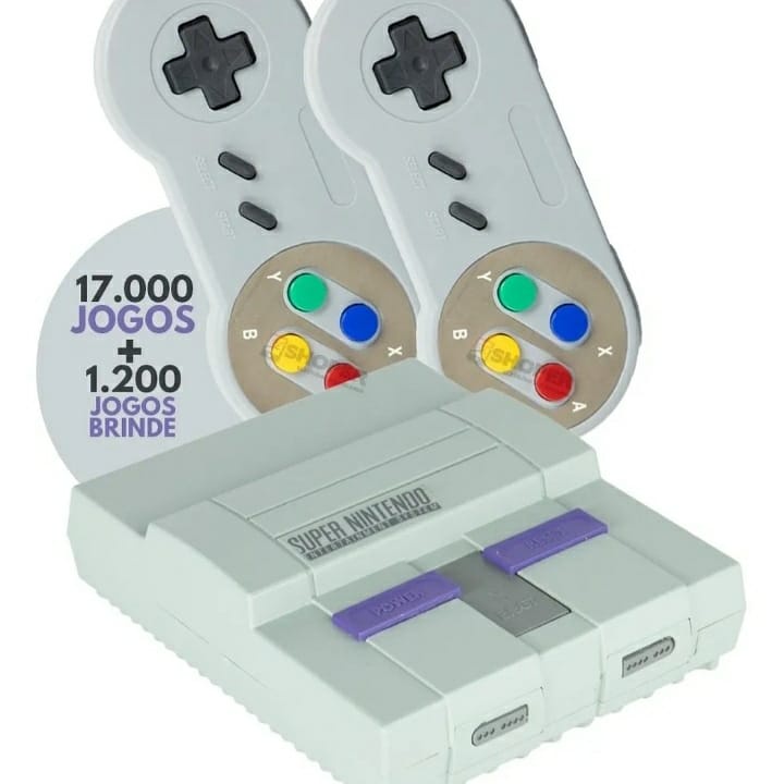 Mini Retro Super Nintendo 18.200 Jogos 2 Controles( snes + Snes ...